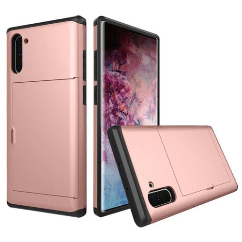 Estuche Protector Armadura Galaxy Note 10 Ranura Tarjeta (Oro Rosa)