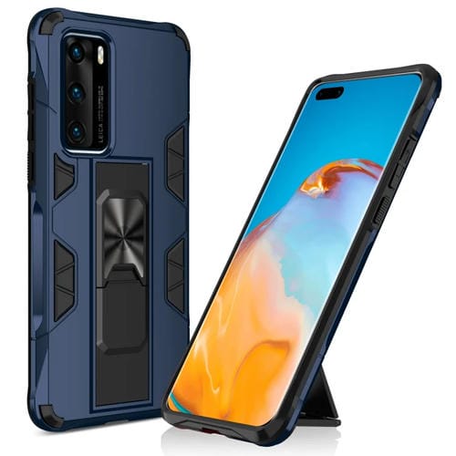 Para Huawei P40 Funda protectora magnética TPU + PC a prueba de golpes con soporte (Azul)