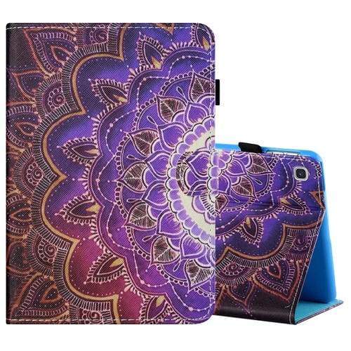 Funda para Tablet Samsung Galaxy Tab A 8.0 (2019) T290 T295 Cuero Plano Horizontal con Bolígrafo Tira Antideslizante Ranura Tarjeta Soporte (Datura Flowers)