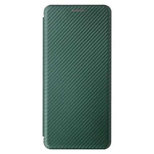 Para Motorola Edge S Fibra de carbono Textura Magnética Horizontal Flip TPU + PC + Funda de cuero PU con ranura para tarjeta (verde)
