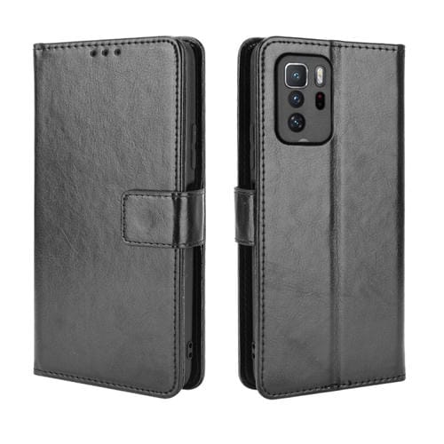 Para Xiaomi Redmi Note 10 Pro 5G / POCO X3 GT Crazy Horse Texture Horizontal Flip Funda de cuero con soporte y ranuras para tarjetas y cordón (negro)