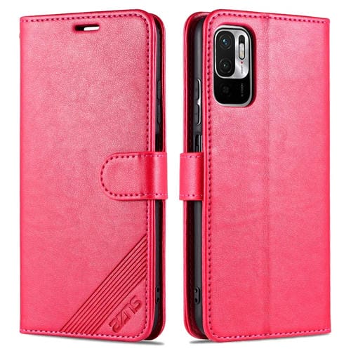 Para Xiaomi Poco M3 Pro 5G / Redmi Note 10 5G AZNS Sheepskin Texture Horizontal Flip Funda de cuero con soporte y tragamonedas y billetera (rojo)