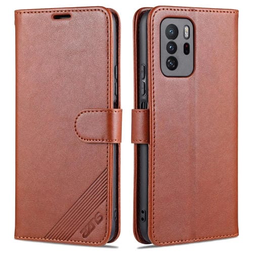 Para Xiaomi Poco X3 GT / Redmi Note 10 Pro 5G AZNS Sheepskin Texture Horizontal Flip Funda de cuero con soporte y tragamonedas y billetera (marrón)