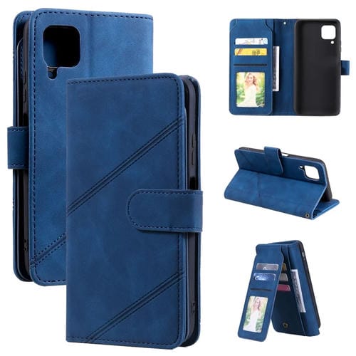 Para Huawei P40 Lite Sientir la piel de la piel Horizontal Flip PU Funda de cuero con soporte y tragamonedas de tarjetas múltiples y billetera y lanyard y marco de fotos (azul)