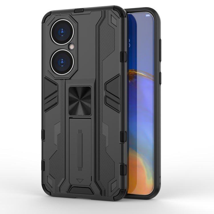 Para Huawei P50 Supersonic PC + TPU Funda protectora a prueba de golpes con titular (negro)