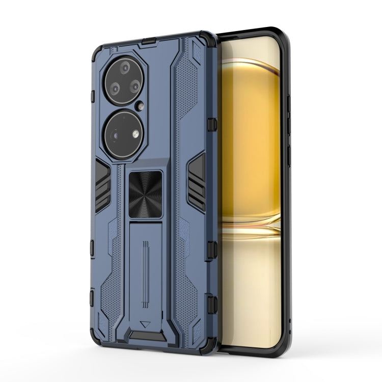 Para Huawei P50 Pro Supersonic PC + TPU Funda protectora a prueba de golpes con titular (azul oscuro)