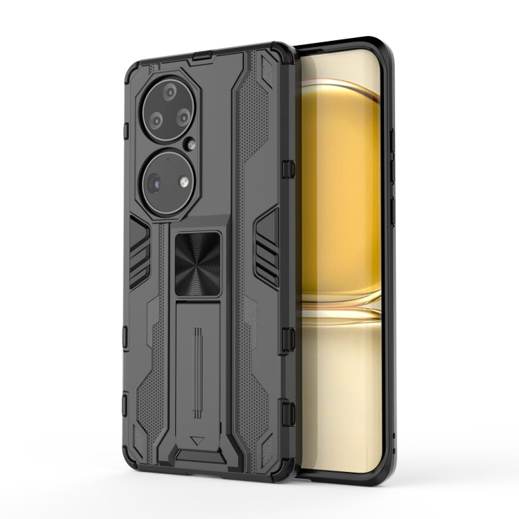 Para Huawei P50 Pro Supersonic PC + TPU Funda protectora a prueba de golpes con titular (negro)