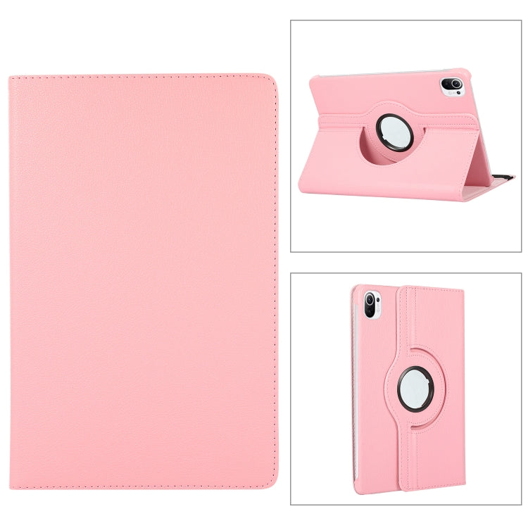 Para Xiaomi Pad 5 Pro / Pad 5 360 grados Rotación Litchi Texture Funda de cuero con titular (rosa)