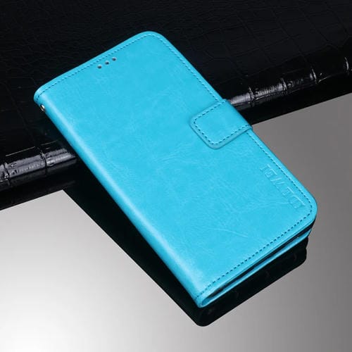 Idewei Crazy Horse Texture Horizontal Flip Funda de cuero con soporte y tragamonedas y billetera para Xiaomi Redmi 10 (Sky Blue)