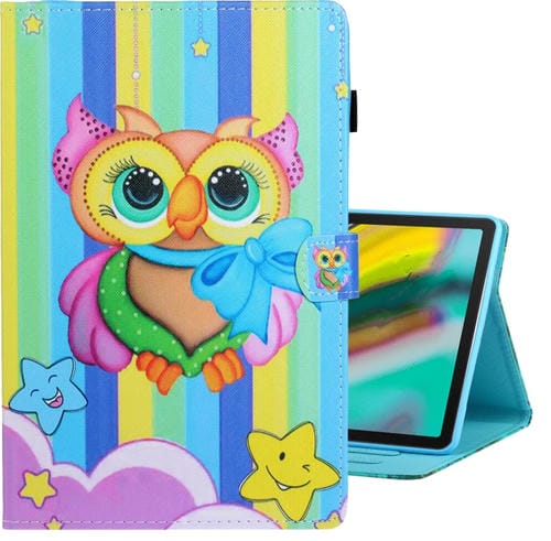 Funda para Galaxy Tab S5E T720 Cuero Pu Tapa Horizontal Soporte Ranura Tarjeta Suspensión (Búho Arcoíris)