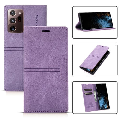 Funda para Samsung Galaxy Note20 Ultra Dream Magnetic Sucion Business Horizontal Flip PU Cuero con Soporte y Ranura para Tarjeta y Billetera (Púrpura)