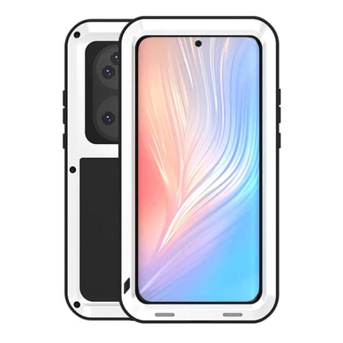 Para Huawei P50 Pro Love Mei Metal a prueba de agua a prueba de polvo a prueba de polvo Funda protectora sin vidrio (blanco)
