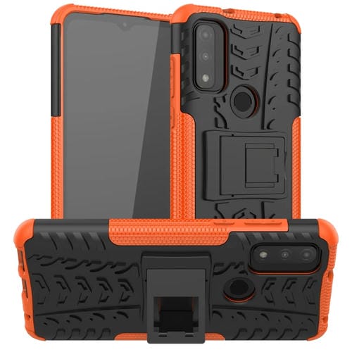 Para Motorola Moto G Pure Tire Texture TPU + PC Funda telefónica con titular (naranja)