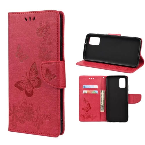 Para Xiaomi Redmi Note 11 PRO Butterfly Funda de cuero Horizontal Horizontal Flip Funda con ranura para tarjeta y soporte (rojo)