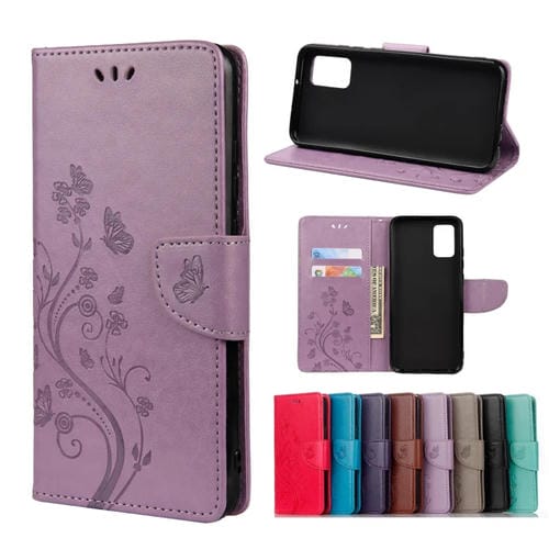 Para Xiaomi Redmi Note 11 PRO Butterfly Flower Pattern Horizontal Flip de cuero Funda telefónica con ranura para tarjeta y soporte (púrpura claro)