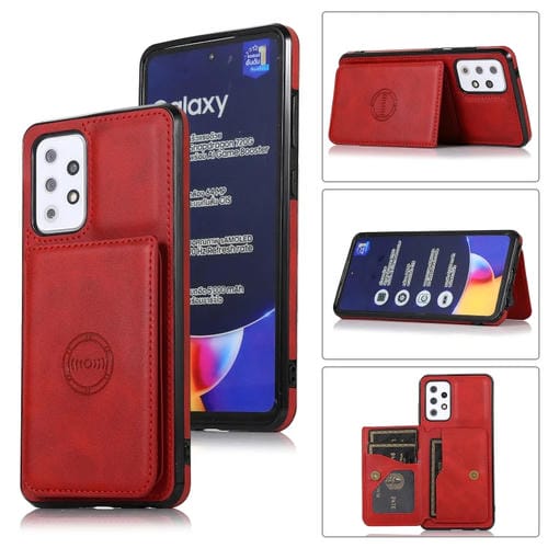 Funda para Samsung Galaxy A72 5G Textura Magnética Tarjeta Bolsa de Pu (Rojo)