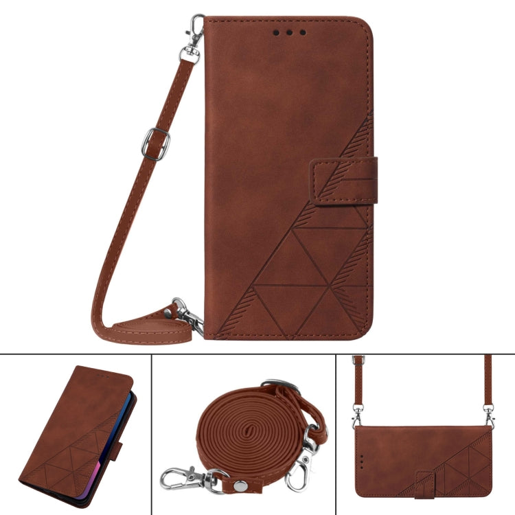 Funda para Sony Xperia 5 III Crossbody 3D de Cuero con Goma en Relieve (Marrón)