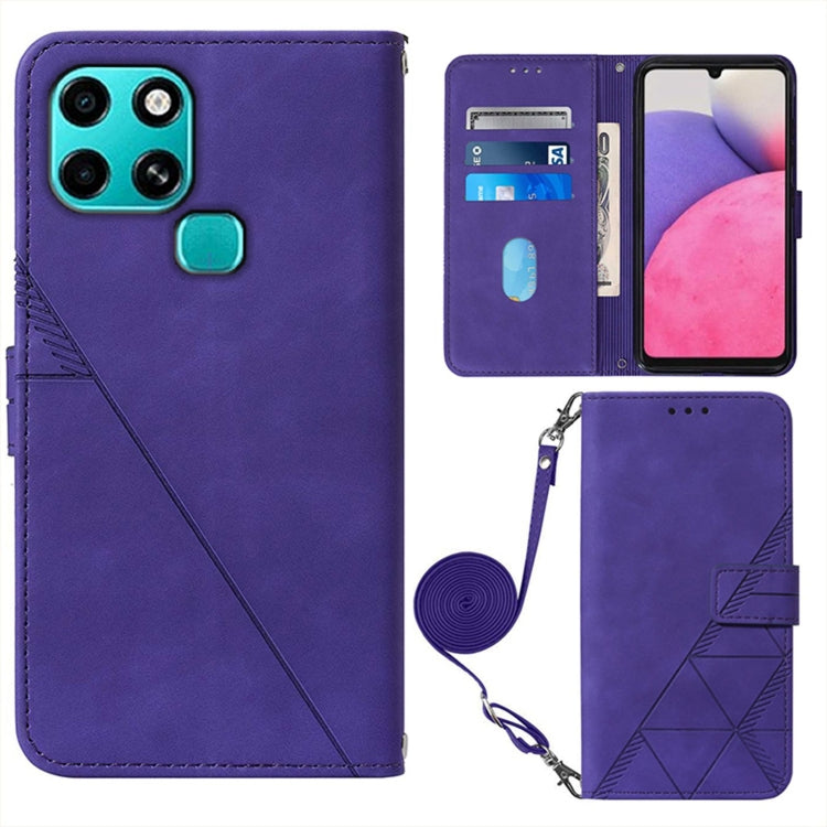 Funda de Cuero En Relieve 3D para Infinix Smart 6 Crossbody (Púrpura)