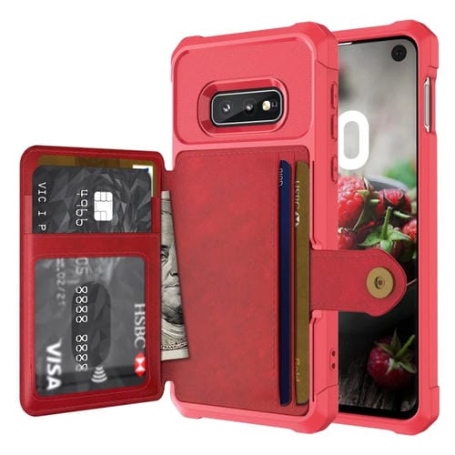 Para Samsung Galaxy S10E Bolsa de Tarjeta Magnética Magnínica Caja del teléfono de cuero (rojo)