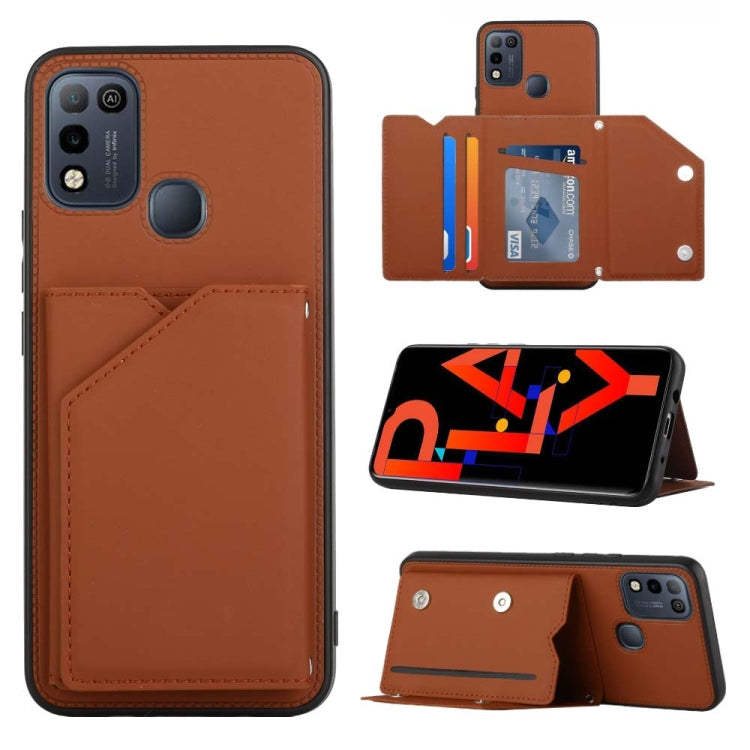 Para Infinix Hot 10 Play / 11 Play Skin Feel Feel PU + TPU + PC Telephone (Brown)