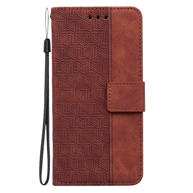 Estuche de Cuero para OnePlus 10R / Ace Geometric en Relieve (Marrón)