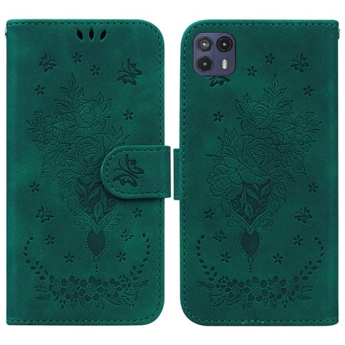 Para Motorola Moto G50 5G Butterfly Rose Rossed Leather Case (verde)