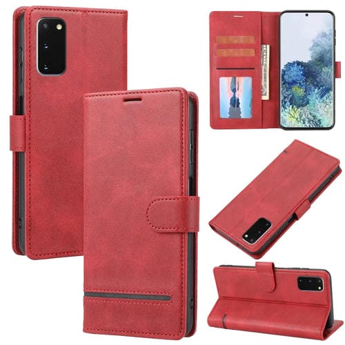 Para Samsung Galaxy S20 Classic Wallet Flip Leather Case (rojo)