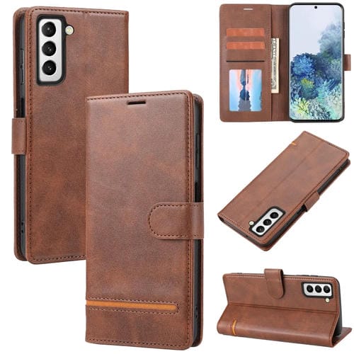 Para Samsung Galaxy S21 FE 5G Classic Wallet Flip Leather Case (marrón)