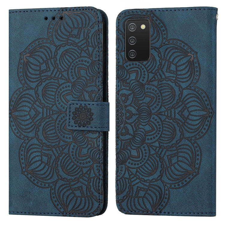 Para Samsung Galaxy A02S 166 mm Mandala Flip Flip Leather Case (azul)