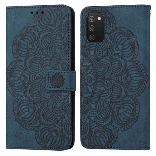 Para Samsung Galaxy A03S 164 mm Mandala Flip Flip Leather Case (azul)