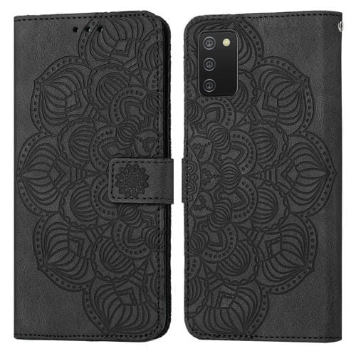 Para Samsung Galaxy A03S 166 mm Mandala Flip Flip Leather Case (negro)