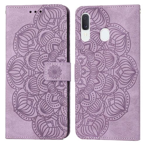 Para Samsung Galaxy A20E Mandala Flip Flip Leather Case (púrpura)