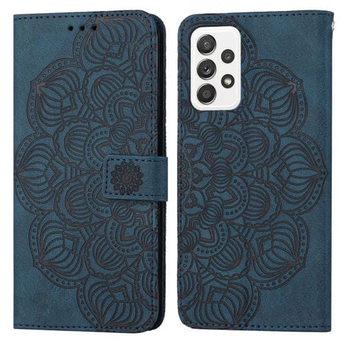 Para Samsung Galaxy A73 Mandala Flip Flip Leather Case (azul)
