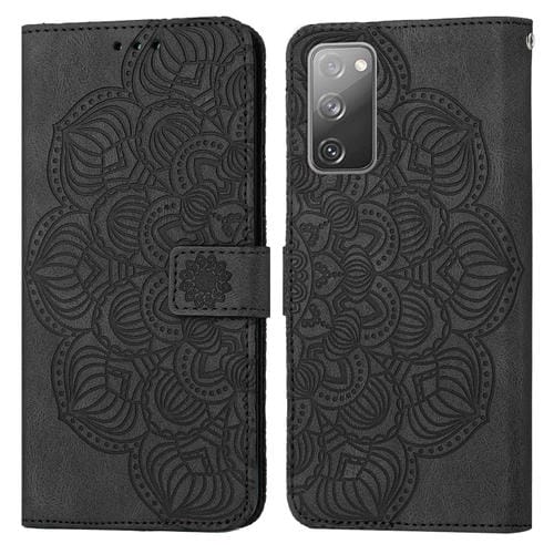 Para Samsung Galaxy S20 Fe Mandala Flip Flip Leather Case (negro)