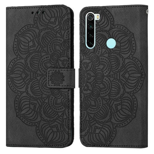 Para Xiaomi Redmi nota 8t Mandala Flip Flip Leather Case (negro)