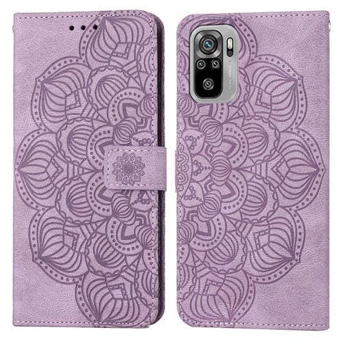 Para Xiaomi Redmi Note 10 Mandala Flip Flip Leather Case (púrpura)
