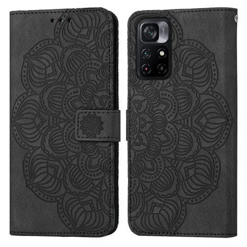 Para Xiaomi Redmi Note 11 5G Mandala Flip Flip Leather Case (negro)
