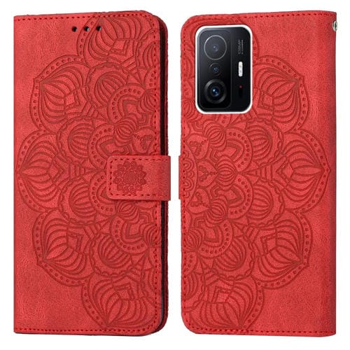 Para Xiaomi 11t Mandala Flip Flip Leather Case (rojo)