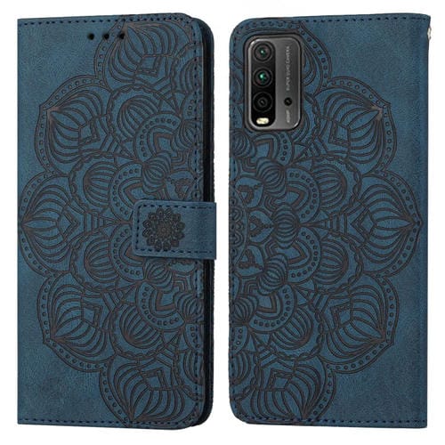 Para Xiaomi Poco M3 Mandala Flip Flip Leather Case (azul)