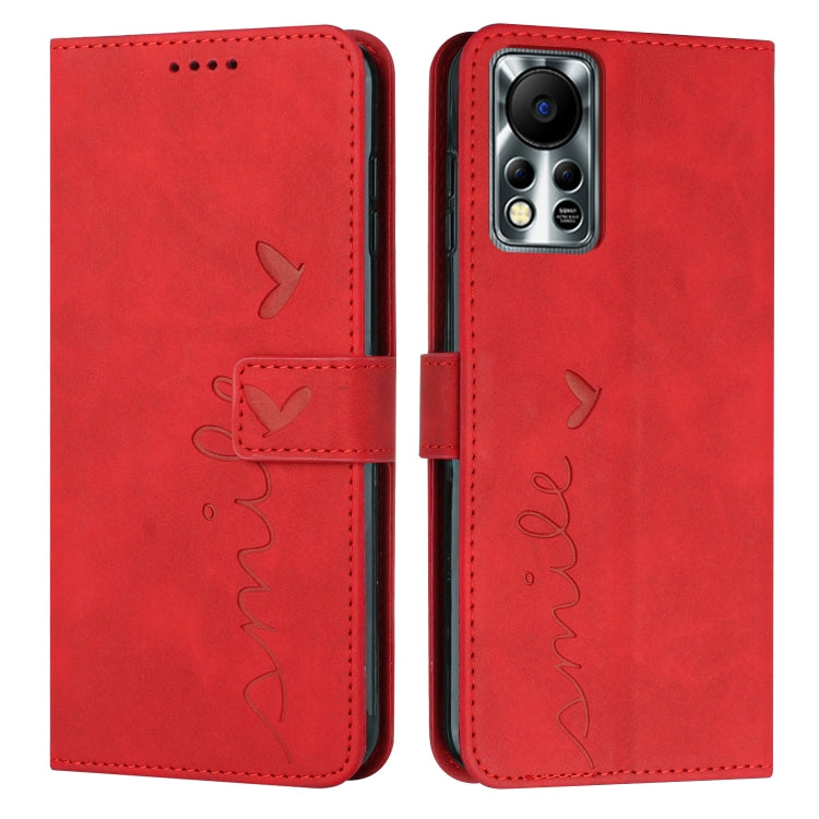 Funda para Infinix Hot 11S Nfc Skin Stent Patrón Heart de Cuero (Rojo)
