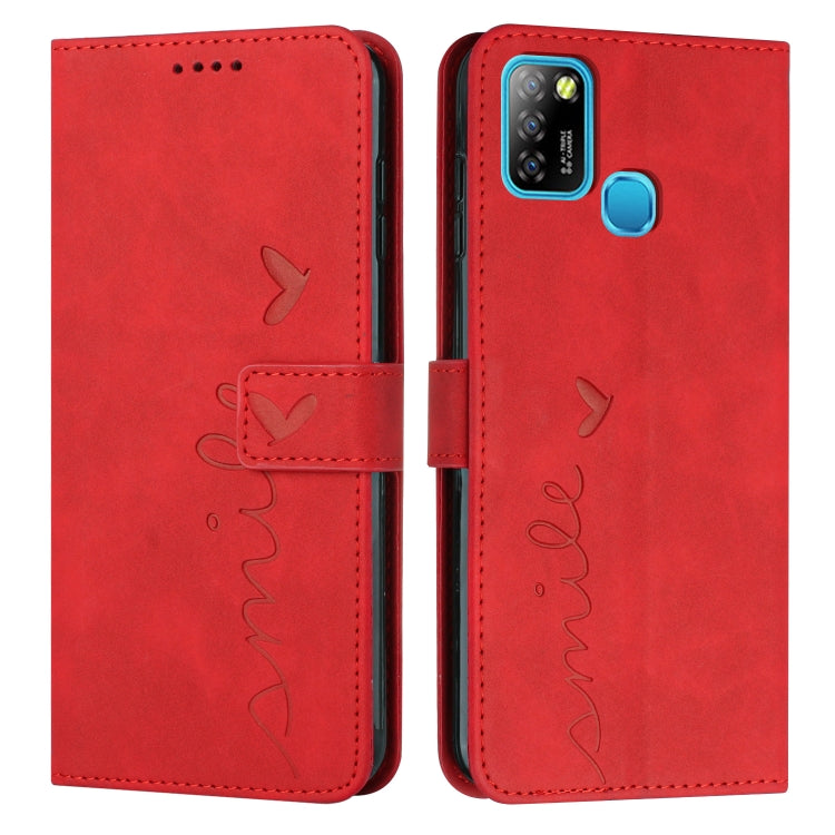 Funda de Cuero para Infinix Smart 5 y Hot 10 Lite con Patrón Cardíaco (Rojo)