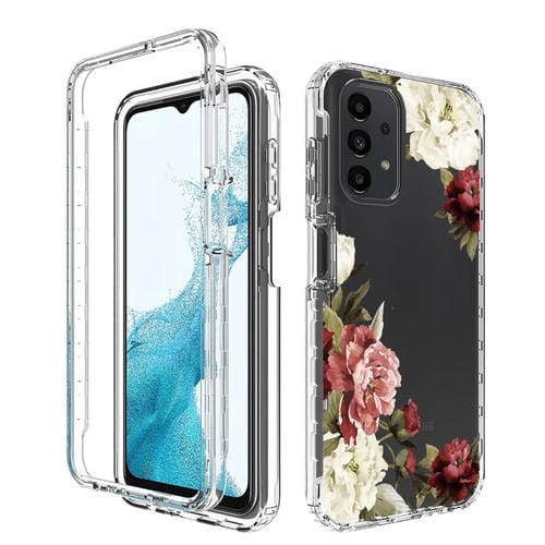 Para Samsung Galaxy A23 4G PC + TPU Caja de teléfono pintada transparente (rosa)