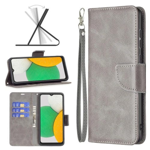 Para Samsung Galaxy A03 Core Retro Lambskin Texture Cuero Case (gris)