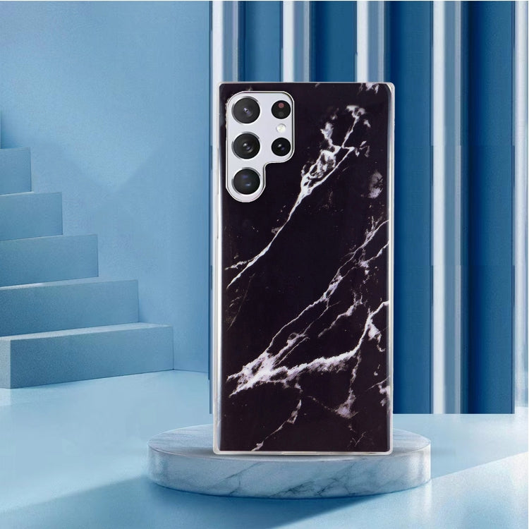 Para Samsung Galaxy S22 Ultra 5G IMD Marble Pattern TPU Phone Case (Negro)