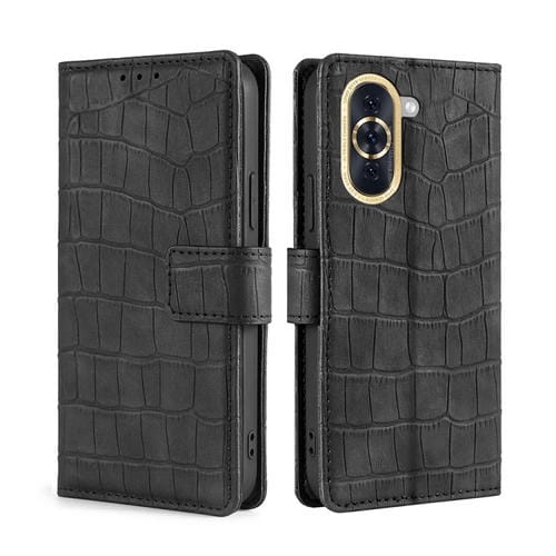 Funda de Cuero para Huawei Nova 10 Skin Feel Cocodrilo con Cierre Magnético (Negro)