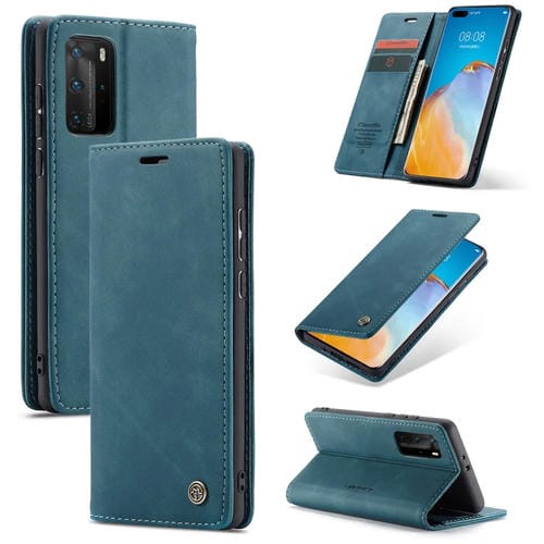 Para Huawei P40 Pro CaseMe-013 Estuche de cuero con tapa horizontal multifuncional con ranura para tarjeta, soporte y billetera (azul)