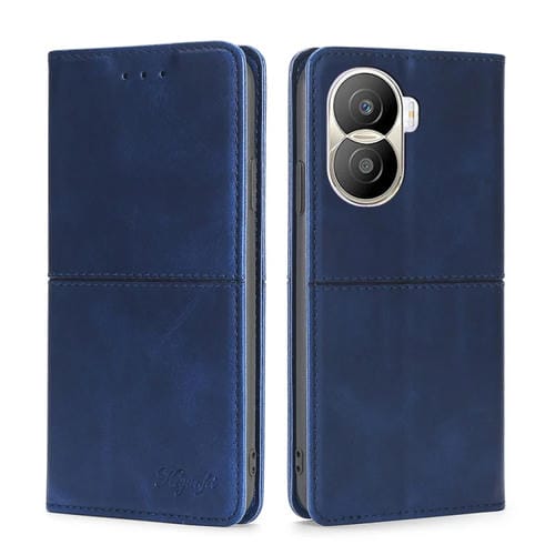 Para Honor X40i Funda de teléfono de cuero magnético con textura de vaca (Azul)