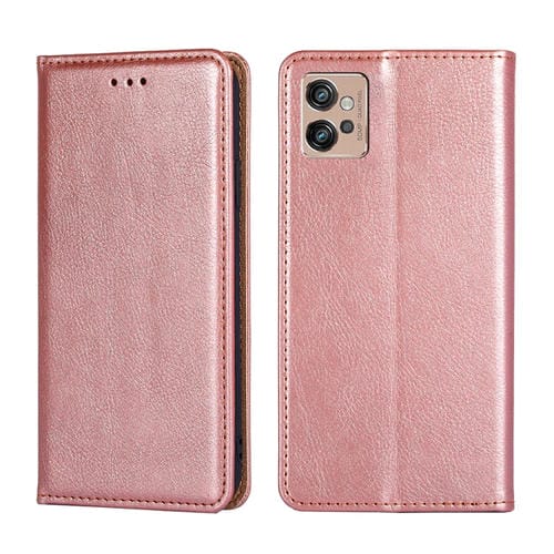 Estuche para Motorola Moto G32 4G de Cuero Magnético con Aceite Brillante (Oro Rosa)