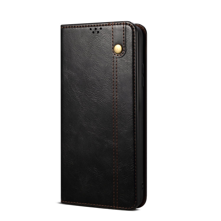Funda de Cuero para Huawei Nova Y90 4G y Enjoy 50 Pro Oil Wax Crazy Horse (Negro)