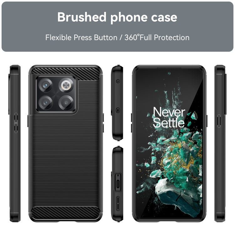 Funda de Teléfono TPU OnePlus 10T Fibra de Carbono Textura Cepillada (Negro)